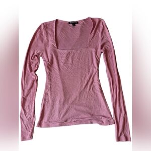 INC International Concepts Pink Ribbed Long Sleeve Blouse